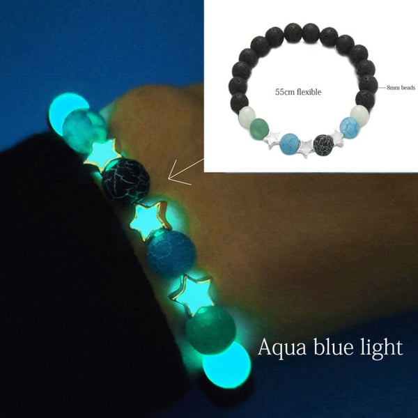 Natural Stone Yoga Healing Luminous Glow In The Dark Bracelet Lotus Charm Beads Bracelet for Men Women Prayer Buddhism