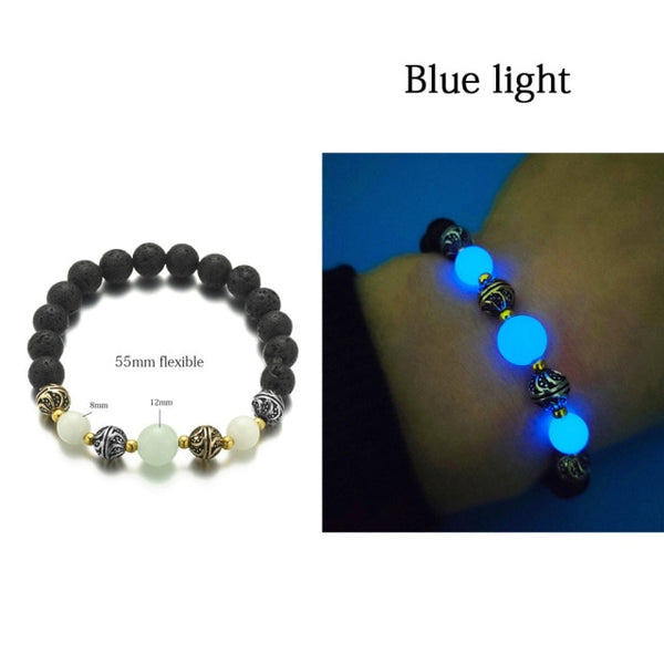 Natural Stone Yoga Healing Luminous Glow In The Dark Bracelet Lotus Charm Beads Bracelet for Men Women Prayer Buddhism