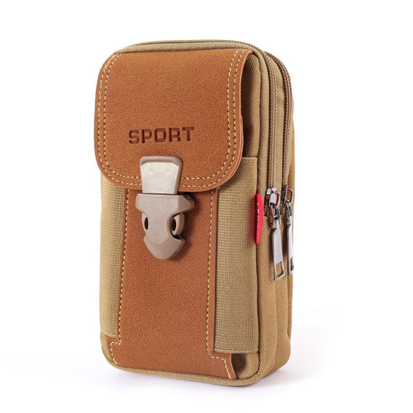 Fashion Men Multi-function PU Leather Fanny Bag Casual Mobile Phone