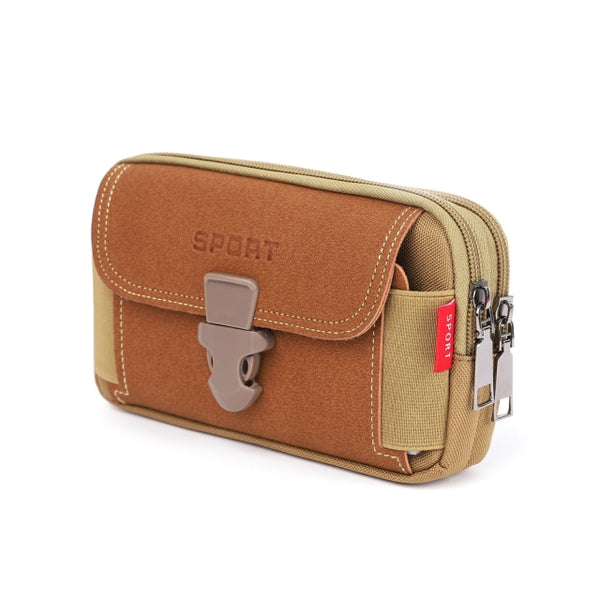 Fashion Men Multi-function PU Leather Fanny Bag Casual Mobile Phone