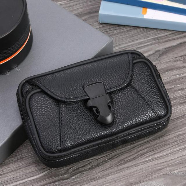 Fashion Men Multi-function PU Leather Fanny Bag Casual Mobile Phone