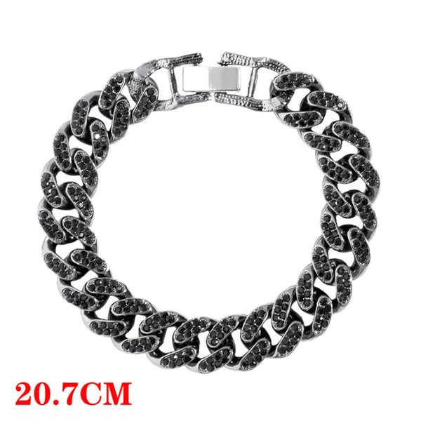 Hot Sale Miami Cuban Bracelets Anklet Bling Full Rhinestone Paved Link Iced Out Chain Bracelet