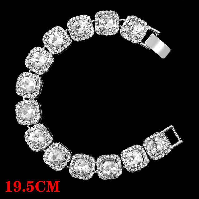 Hot Sale Miami Cuban Bracelets Anklet Bling Full Rhinestone Paved Link Iced Out Chain Bracelet