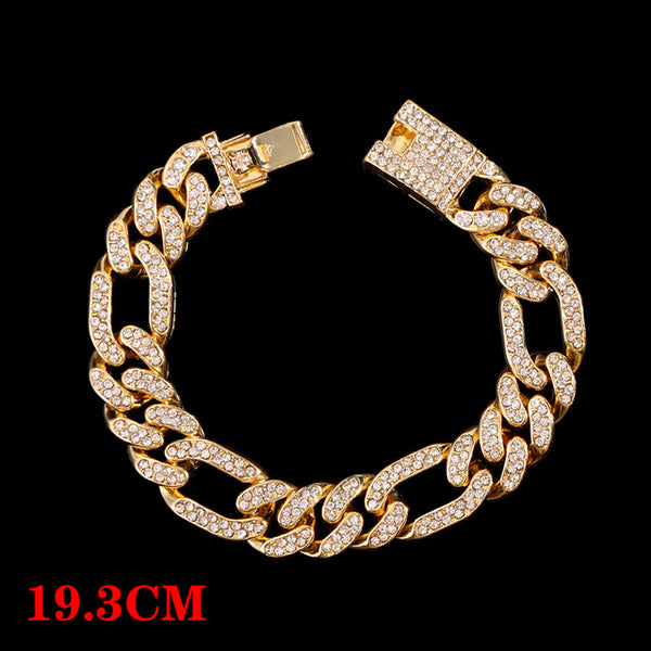 Hot Sale Miami Cuban Bracelets Anklet Bling Full Rhinestone Paved Link Iced Out Chain Bracelet