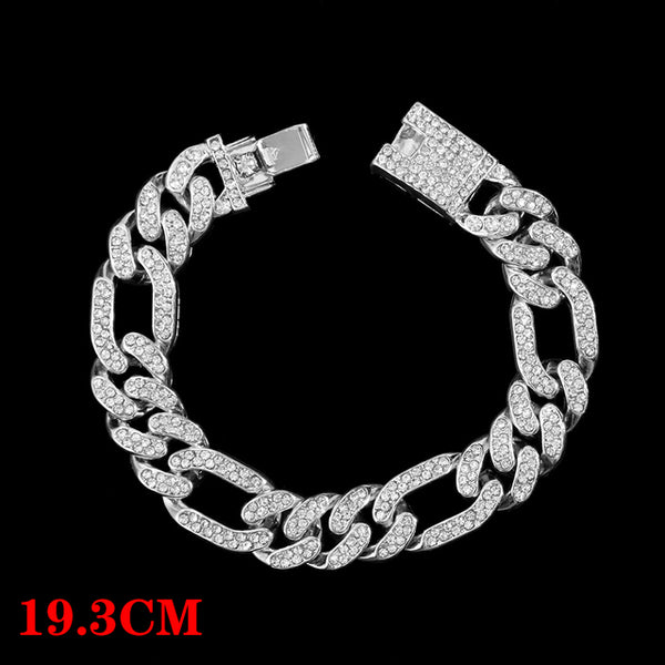 Hot Sale Miami Cuban Bracelets Anklet Bling Full Rhinestone Paved Link Iced Out Chain Bracelet