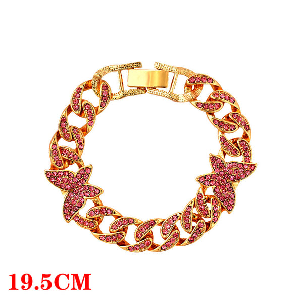 Hot Sale Miami Cuban Bracelets Anklet Bling Full Rhinestone Paved Link Iced Out Chain Bracelet