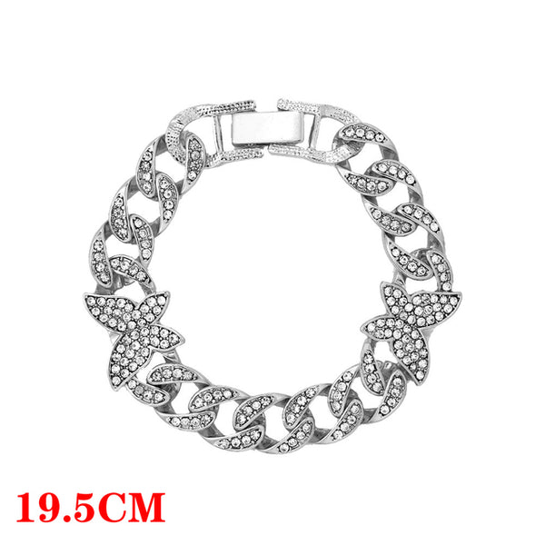 Hot Sale Miami Cuban Bracelets Anklet Bling Full Rhinestone Paved Link Iced Out Chain Bracelet