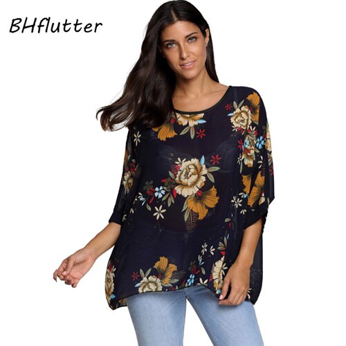 Sexy Batwing Casual Chiffon Blouse 4XL 5XL 6XL Plus Size