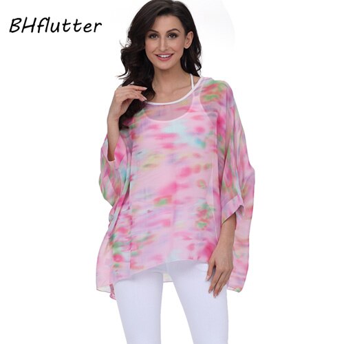 Sexy Batwing Casual Chiffon Blouse 4XL 5XL 6XL Plus Size