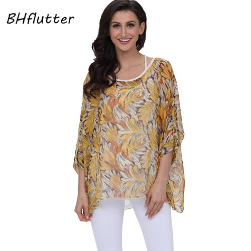 Sexy Batwing Casual Chiffon Blouse 4XL 5XL 6XL Plus Size