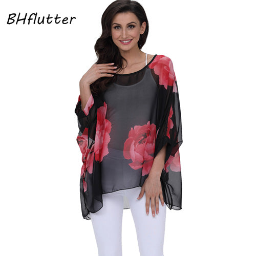 Sexy Batwing Casual Chiffon Blouse 4XL 5XL 6XL Plus Size