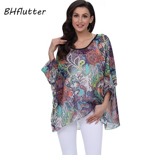 Sexy Batwing Casual Chiffon Blouse 4XL 5XL 6XL Plus Size