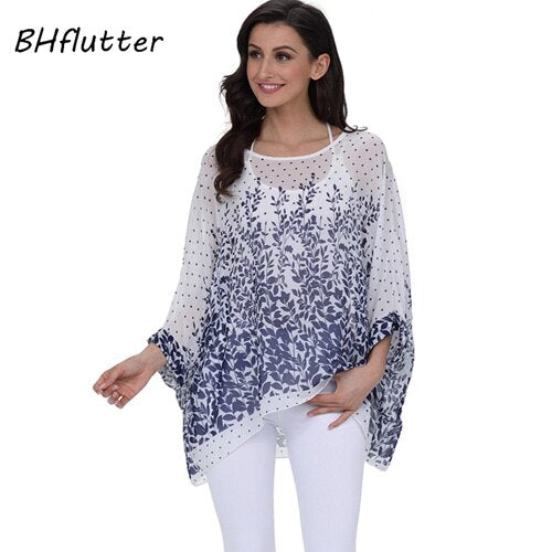 Sexy Batwing Casual Chiffon Blouse 4XL 5XL 6XL Plus Size