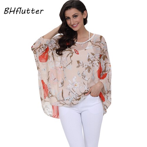 Sexy Batwing Casual Chiffon Blouse 4XL 5XL 6XL Plus Size