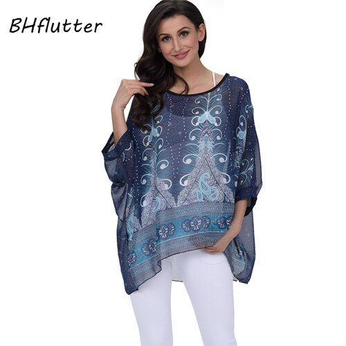 Sexy Batwing Casual Chiffon Blouse 4XL 5XL 6XL Plus Size