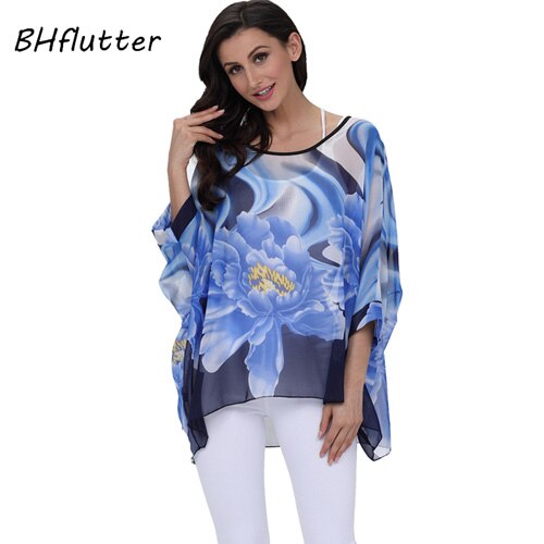 Sexy Batwing Casual Chiffon Blouse 4XL 5XL 6XL Plus Size