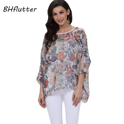 Sexy Batwing Casual Chiffon Blouse 4XL 5XL 6XL Plus Size