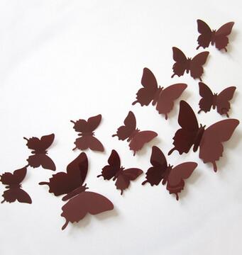 12pcs/Set 3D Creative Black Butterfly Wall Stickers Home Decor