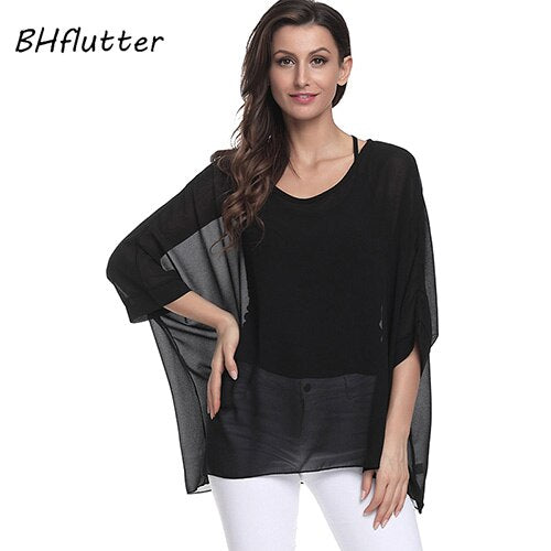 Sexy Batwing Casual Chiffon Blouse 4XL 5XL 6XL Plus Size